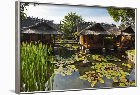 Traditional Kampung Style Rooms over Carp Ponds at the Kampung Sumber Alam Hot Springs Hotel-Rob-Framed Photographic Print