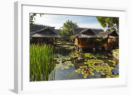 Traditional Kampung Style Rooms over Carp Ponds at the Kampung Sumber Alam Hot Springs Hotel-Rob-Framed Photographic Print