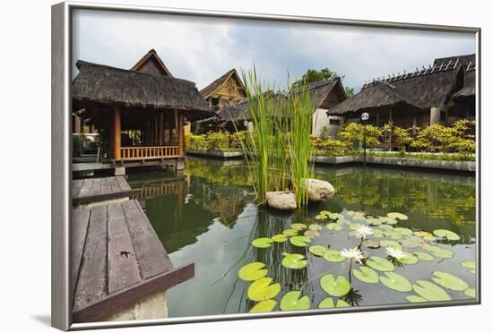 Traditional Kampung Style Rooms over Carp Ponds at the Kampung Sumber Alam Hot Springs Hotel-Rob-Framed Photographic Print