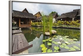 Traditional Kampung Style Rooms over Carp Ponds at the Kampung Sumber Alam Hot Springs Hotel-Rob-Framed Photographic Print