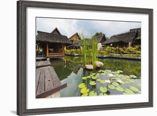 Traditional Kampung Style Rooms over Carp Ponds at the Kampung Sumber Alam Hot Springs Hotel-Rob-Framed Photographic Print