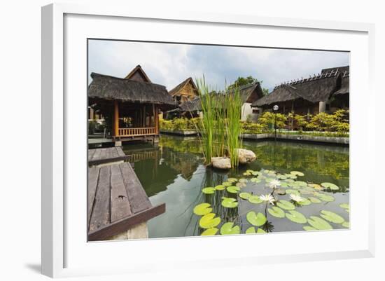 Traditional Kampung Style Rooms over Carp Ponds at the Kampung Sumber Alam Hot Springs Hotel-Rob-Framed Photographic Print