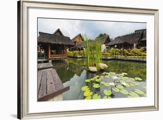 Traditional Kampung Style Rooms over Carp Ponds at the Kampung Sumber Alam Hot Springs Hotel-Rob-Framed Photographic Print