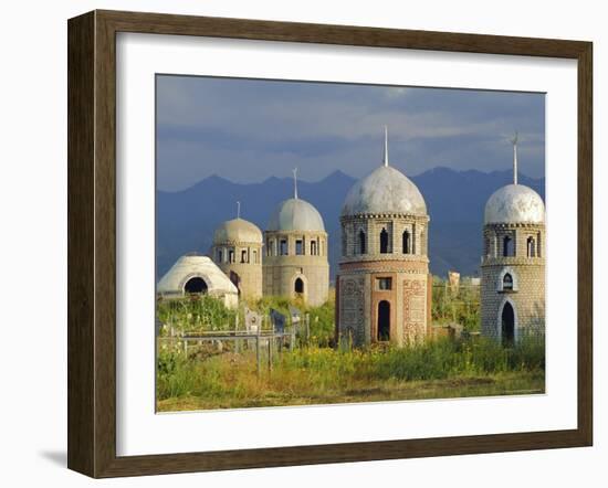 Traditional Kirghiz Cemetary, Near Burana Tower, Kyrgyzstan, Central Asia-Upperhall Ltd-Framed Photographic Print