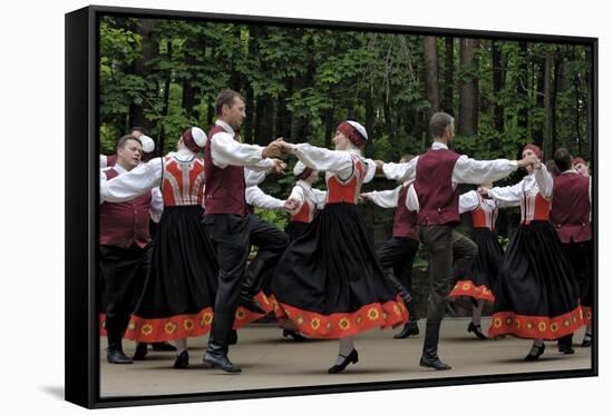 Traditional Latvian Folk Dancing, Near Riga, Baltic States-Gary Cook-Framed Stretched Canvas