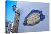 Traditional Local Street Sign and Street Lamp, Old Town, Albufeira, Algarve, Portugal, Europe-Charlie Harding-Stretched Canvas