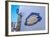 Traditional Local Street Sign and Street Lamp, Old Town, Albufeira, Algarve, Portugal, Europe-Charlie Harding-Framed Photographic Print