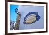 Traditional Local Street Sign and Street Lamp, Old Town, Albufeira, Algarve, Portugal, Europe-Charlie Harding-Framed Photographic Print