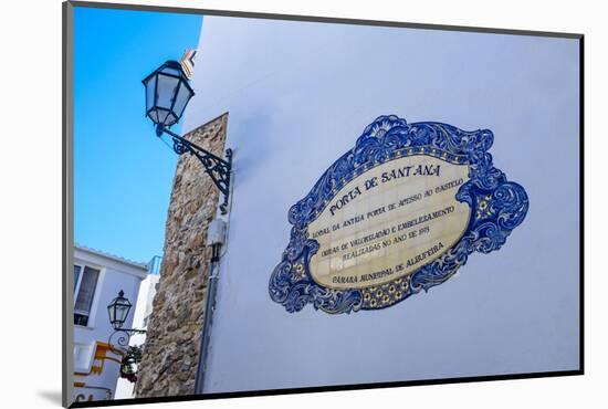 Traditional Local Street Sign and Street Lamp, Old Town, Albufeira, Algarve, Portugal, Europe-Charlie Harding-Mounted Photographic Print