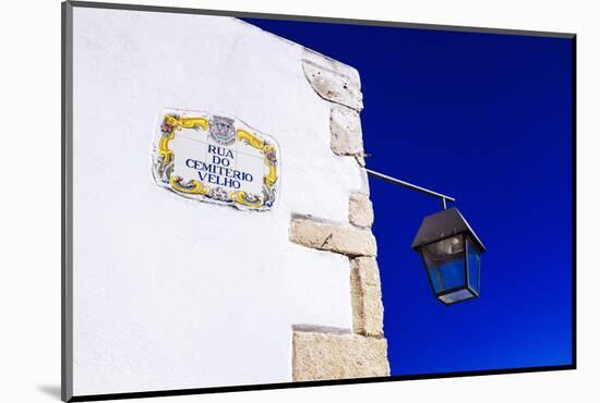 Traditional Local Street Sign and Street Lamp, Old Town, Albufeira, Algarve, Portugal, Europe-Charlie Harding-Mounted Photographic Print