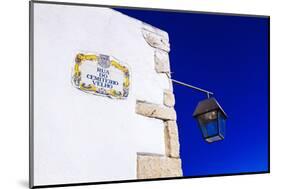 Traditional Local Street Sign and Street Lamp, Old Town, Albufeira, Algarve, Portugal, Europe-Charlie Harding-Mounted Photographic Print