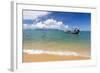 Traditional Long-Tailed Fishing Boat Moored Off Maenam Beach on the North Coast of Koh Samui-Lee Frost-Framed Photographic Print