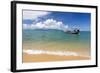 Traditional Long-Tailed Fishing Boat Moored Off Maenam Beach on the North Coast of Koh Samui-Lee Frost-Framed Photographic Print