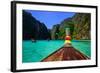 Traditional Longtail Boat in Maya Bay on Koh Phi Phi Leh Island, Krabi, Thailand-lkunl-Framed Photographic Print