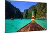 Traditional Longtail Boat in Maya Bay on Koh Phi Phi Leh Island, Krabi, Thailand-lkunl-Mounted Photographic Print