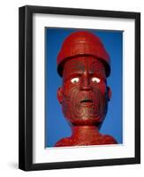 Traditional Maori 'Poupou' Figure, Whakarewarewa Village, Rotorua, New Zealand-Robert Francis-Framed Photographic Print