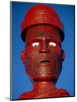 Traditional Maori 'Poupou' Figure, Whakarewarewa Village, Rotorua, New Zealand-Robert Francis-Mounted Photographic Print