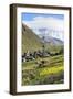 Traditional medieval Svanetian tower houses, Ushguli village, Shkhara Moutains behind, Svaneti regi-G&M Therin-Weise-Framed Photographic Print