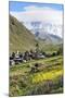 Traditional medieval Svanetian tower houses, Ushguli village, Shkhara Moutains behind, Svaneti regi-G&M Therin-Weise-Mounted Photographic Print