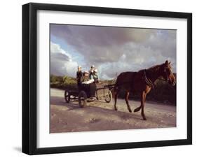 Traditional Mennonite Family with Pony and Trap, Camp 9, Shipyard, Belize, Central America-Upperhall Ltd-Framed Photographic Print