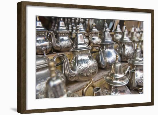 Traditional Metal Moroccan Mint Tea Pots for Sale in the Souks in the Old Medina-Matthew Williams-Ellis-Framed Photographic Print