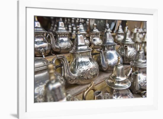 Traditional Metal Moroccan Mint Tea Pots for Sale in the Souks in the Old Medina-Matthew Williams-Ellis-Framed Photographic Print