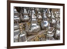 Traditional Metal Moroccan Mint Tea Pots for Sale in the Souks in the Old Medina-Matthew Williams-Ellis-Framed Photographic Print