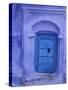 Traditional Moorish-styled Blue Door, Morocco-Merrill Images-Stretched Canvas