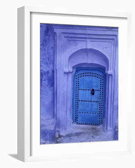 Traditional Moorish-styled Blue Door, Morocco-Merrill Images-Framed Photographic Print