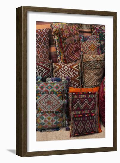 Traditional Moroccan Cushions for Sale in Old Square, Marrakech, Morocco, North Africa, Africa-Martin Child-Framed Photographic Print