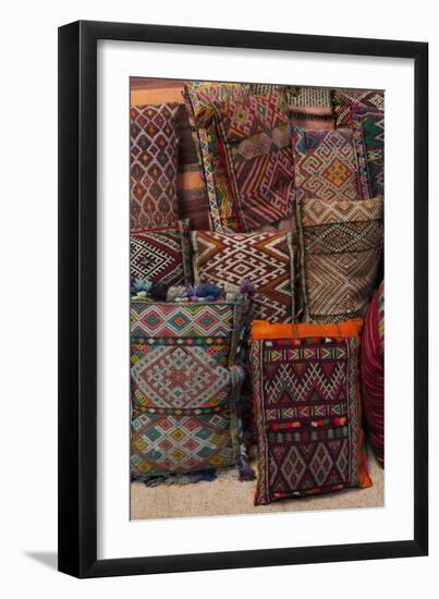 Traditional Moroccan Cushions for Sale in Old Square, Marrakech, Morocco, North Africa, Africa-Martin Child-Framed Photographic Print