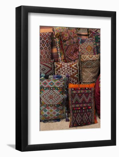 Traditional Moroccan Cushions for Sale in Old Square, Marrakech, Morocco, North Africa, Africa-Martin Child-Framed Photographic Print