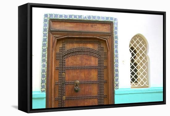 Traditional Moroccan Decorative Wooden Door, Tangier, Morocco, North Africa, Africa-Neil Farrin-Framed Stretched Canvas