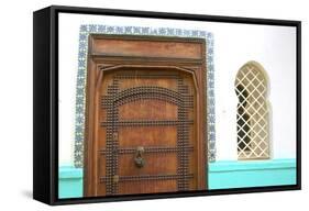 Traditional Moroccan Decorative Wooden Door, Tangier, Morocco, North Africa, Africa-Neil Farrin-Framed Stretched Canvas