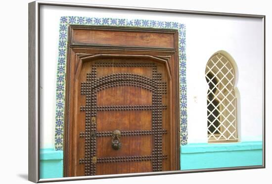 Traditional Moroccan Decorative Wooden Door, Tangier, Morocco, North Africa, Africa-Neil Farrin-Framed Photographic Print