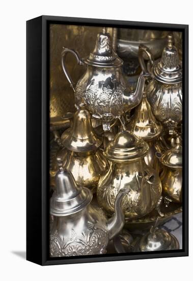 Traditional Moroccan Teapots for Sale in the Souks, Marrakech, Morocco, North Africa, Africa-Martin Child-Framed Stretched Canvas