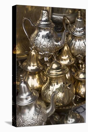 Traditional Moroccan Teapots for Sale in the Souks, Marrakech, Morocco, North Africa, Africa-Martin Child-Stretched Canvas