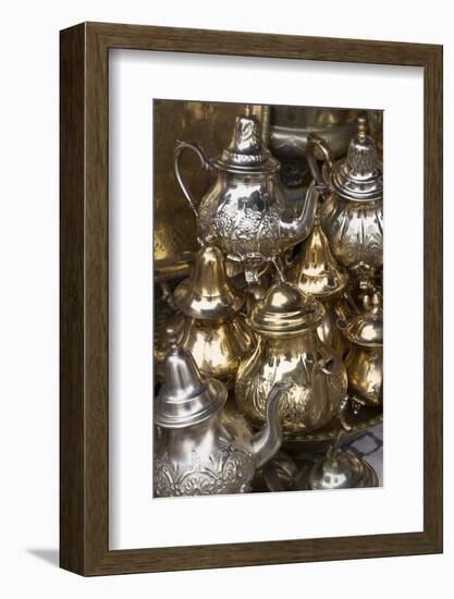 Traditional Moroccan Teapots for Sale in the Souks, Marrakech, Morocco, North Africa, Africa-Martin Child-Framed Photographic Print