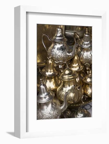 Traditional Moroccan Teapots for Sale in the Souks, Marrakech, Morocco, North Africa, Africa-Martin Child-Framed Photographic Print