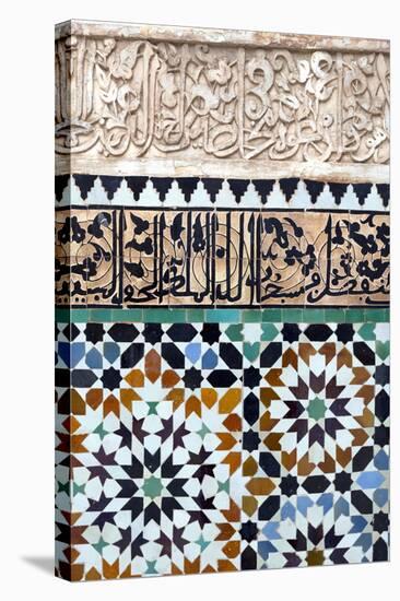 Traditional Moroccan Zallij Tile Work in the Ben Youssef Medersa-Martin Child-Stretched Canvas