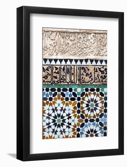 Traditional Moroccan Zallij Tile Work in the Ben Youssef Medersa-Martin Child-Framed Photographic Print