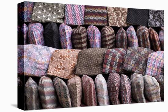 Traditional Nepalese Hats on Sale on a Market Stall in Kathmandu, Nepal, Asia-John Woodworth-Stretched Canvas