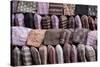 Traditional Nepalese Hats on Sale on a Market Stall in Kathmandu, Nepal, Asia-John Woodworth-Stretched Canvas