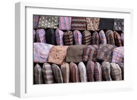 Traditional Nepalese Hats on Sale on a Market Stall in Kathmandu, Nepal, Asia-John Woodworth-Framed Photographic Print