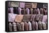 Traditional Nepalese Hats on Sale on a Market Stall in Kathmandu, Nepal, Asia-John Woodworth-Framed Stretched Canvas