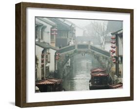 Traditional Old Riverside Houses in Shantang Water Town, Suzhou, Jiangsu Province, China-Kober Christian-Framed Photographic Print