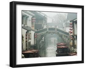 Traditional Old Riverside Houses in Shantang Water Town, Suzhou, Jiangsu Province, China-Kober Christian-Framed Photographic Print