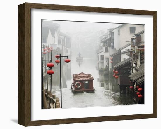 Traditional Old Riverside Houses in Shantang Water Town, Suzhou, Jiangsu Province, China-Kober Christian-Framed Photographic Print