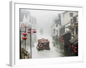 Traditional Old Riverside Houses in Shantang Water Town, Suzhou, Jiangsu Province, China-Kober Christian-Framed Photographic Print