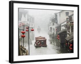 Traditional Old Riverside Houses in Shantang Water Town, Suzhou, Jiangsu Province, China-Kober Christian-Framed Photographic Print